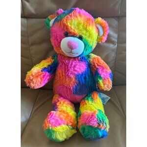 Rainbow Tie Dye Plush Bear Build A Bear Workshop Stuffed Animal 18" Long